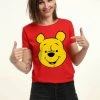 Disney Winnie The Pooh Winniepooh Big Face - T-Shirt Con Stampa - Red