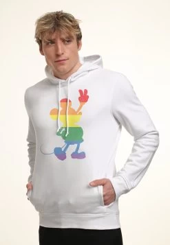 Disney Mickey Classic Love Is Love Pride Mickey - Felpa Con Cappuccio - White