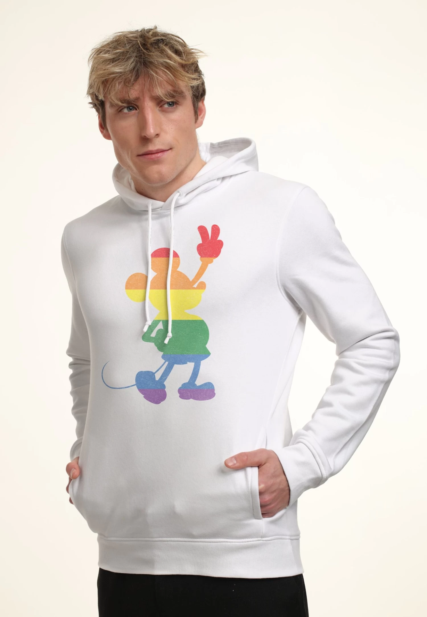 Disney Mickey Classic Love Is Love Pride Mickey - Felpa Con Cappuccio - White 1 Disney Mickey Classic Love Is Love Pride Mickey - Felpa Con Cappuccio - White