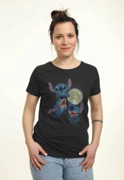 Disney LiloStitch Three Stitch MoonT-Shirt Con StampaBlack Donna T-shirt E Top H3A21D2UB-Q11