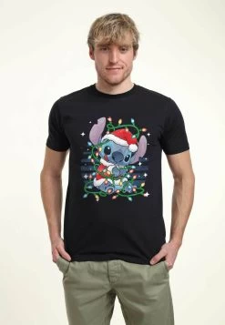 Disney Lilo & Stitch Stitch Xmas Lights UnisexT-Shirt Con StampaNavy Blue Uomo T-shirt E Polo H3A2102K2-K11