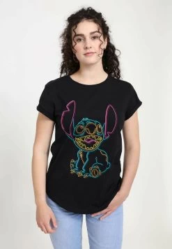 Disney 32 Disney Lilo & Stitch Neon StitchT-Shirt Con StampaBlack Donna T-shirt E Top H3A21D05R-Q11