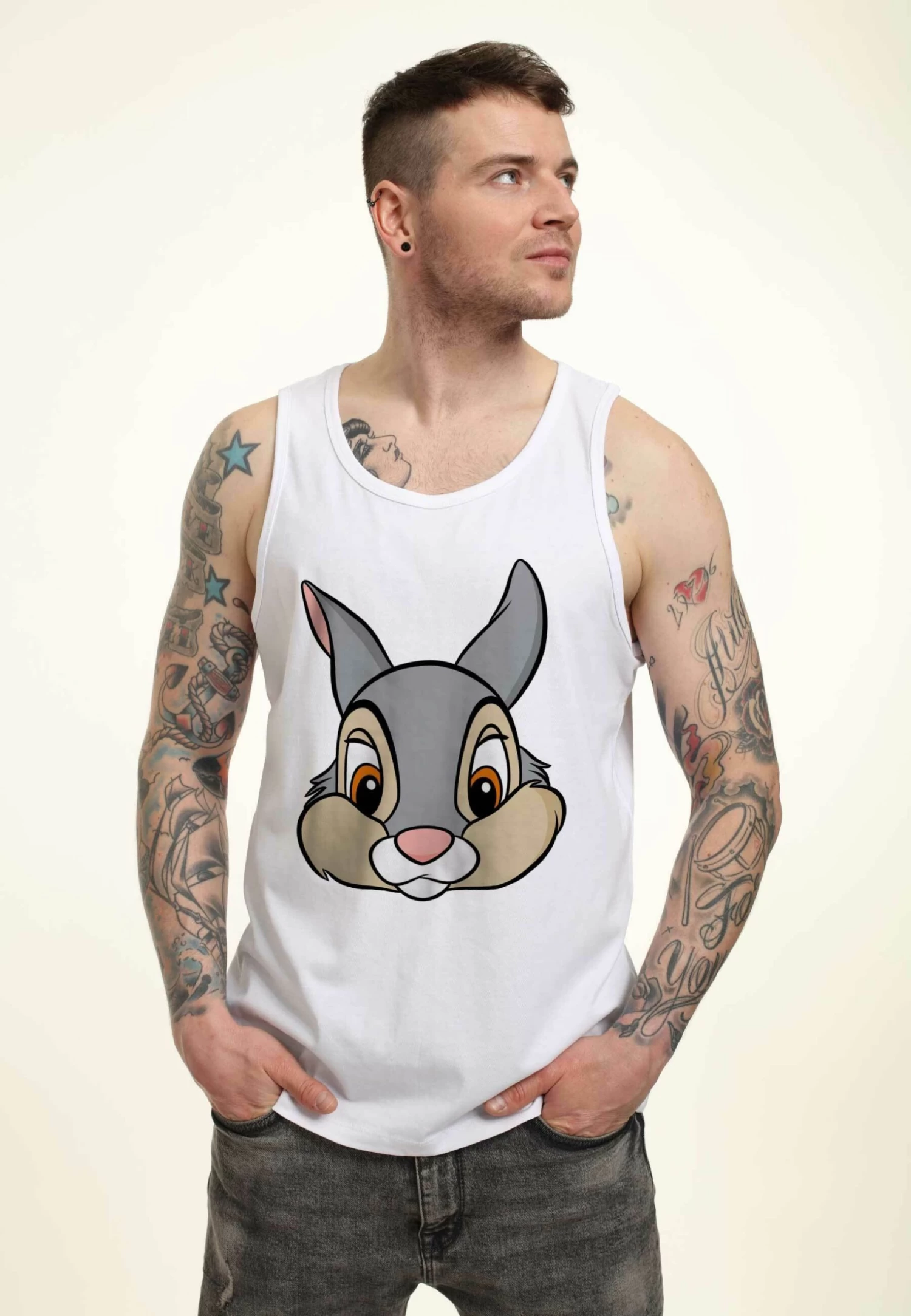 Disney Bambi Thumper Big Face- Top - White 4 Disney Bambi Thumper Big Face- Top - White - immagine 4