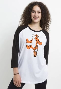 Disney Winnie The Pooh Basic Sketch TiggerMaglietta A Manica LungaWhite Black Donna T-shirt E Top H3A21DBDT-A11
