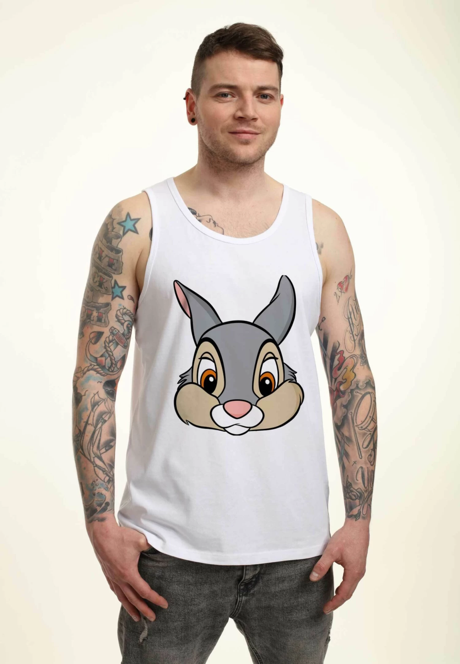Disney Bambi Thumper Big Face- Top - White 1 Disney Bambi Thumper Big Face- Top - White