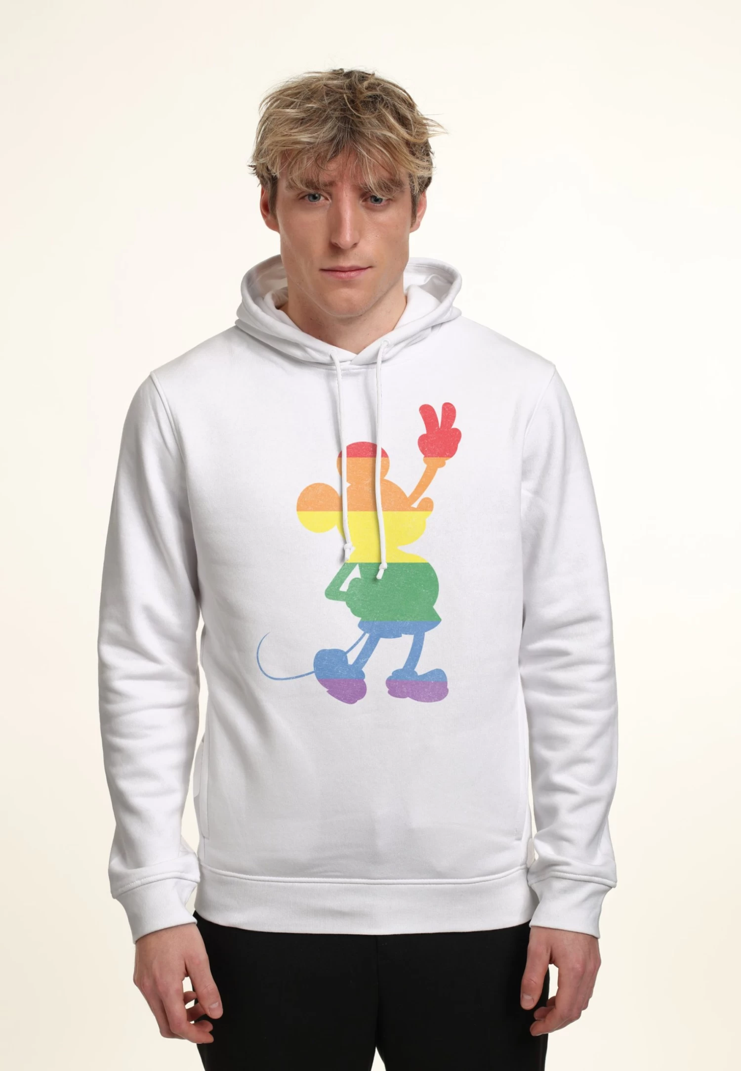 Disney Mickey Classic Love Is Love Pride Mickey - Felpa Con Cappuccio - White 3 Disney Mickey Classic Love Is Love Pride Mickey - Felpa Con Cappuccio - White - immagine 3