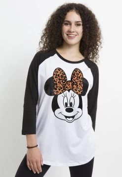 Disney Mickey And Friends Modern Minnie Face LeopardMaglietta A Manica LungaWhite Black Donna T-shirt E Top H3A21DBE0-A11 -Disney a721e8aaa89f481c988b800262182f1b