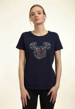 Disney Classic Mickey Floral EarsT-Shirt Con StampaNavy Blue Donna T-shirt E Top H3A21D1VN-K11