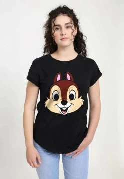 Disney Mickey & Friends Chip Big FaceT-Shirt Con StampaBlack Donna T-shirt E Top H3A21E05S-Q11