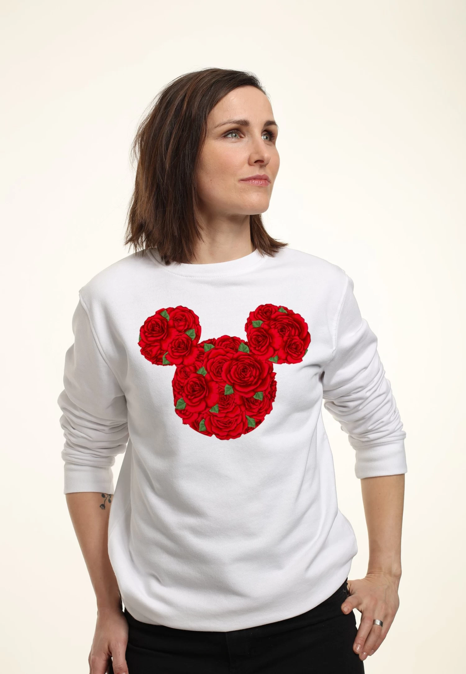 Disney Mickey Classic Mickey Mouse RosesFelpaWhite Donna Felpe H3A21J5MW-A11 1 Disney Mickey Classic Mickey Mouse RosesFelpaWhite Donna Felpe H3A21J5MW-A11