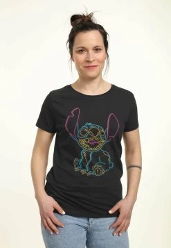 Disney Lilo & Stitch Neon StitchT-Shirt Con StampaBlack Donna T-shirt E Top H3A21D2PC-Q11