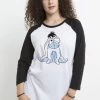 Disney Winnie The Pooh Sketch EeyoreMaglietta A Manica LungaWhite Black Donna T-shirt E Top H3A21DBCV-T11