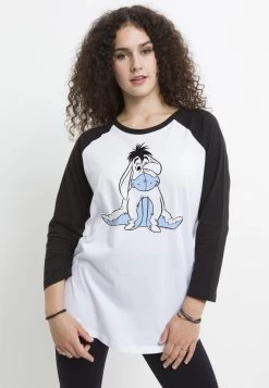 Disney Winnie The Pooh Sketch EeyoreMaglietta A Manica LungaWhite Black Donna T-shirt E Top H3A21DBCV-T11
