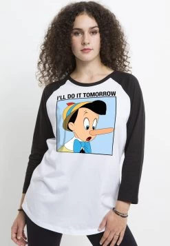 Disney Pinocchio Do It TomorrowMaglietta A Manica LungaWhite Black Donna T-shirt E Top H3A21DBD1-A11 -Disney ec9806b8354943499a5f46bac1599921